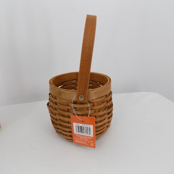 Set of 2 Ashland Fall Autumn Ash Chipwood Woven Mini Basket Wooden Handle New - Picture 10 of 12